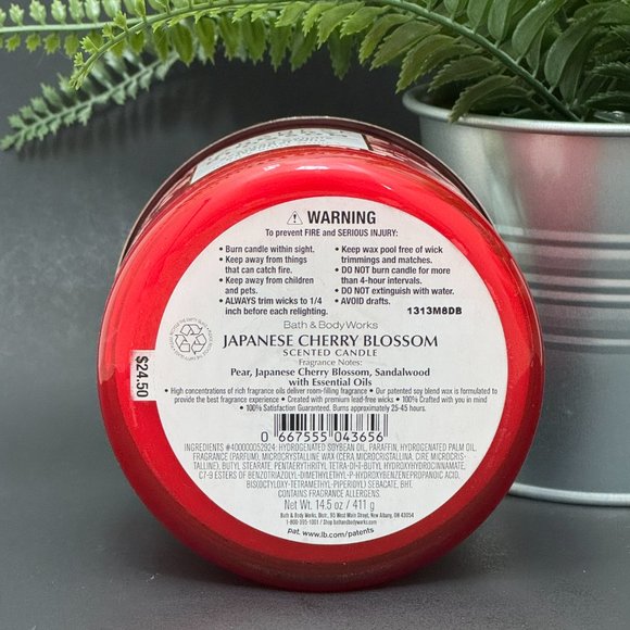 BBW Japanese Cherry Blossom Bath & Body Works 3 Wick Candle - Picture 9 of 10